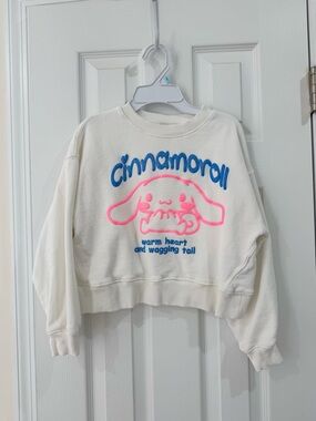 Zara Cream Sweatshirt with Glitter Blue Graphic